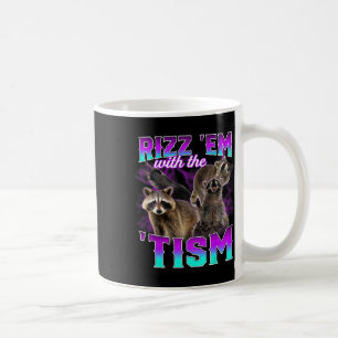 Autisme Grappig Rizz Em met het Tism Meme Racoon Koffiemok