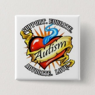autisme harttatoe vierkante button 5,1 cm