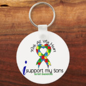 Autisme ik steun Mijn Sons Sleutelhanger (Voorkant)