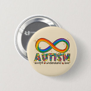 Autisme Infinity Symbool Accepteren, Begrijpen, Li Ronde Button 5,7 Cm