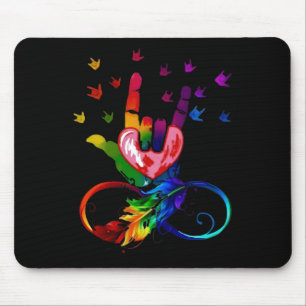 Autisme Infinity Symbool ASL Handgebarentaal Leer Muismat