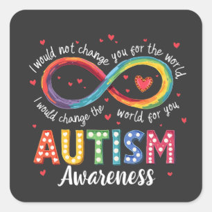 Autisme Infinity Symbool Autisme Bewustzijn Maand Vierkante Sticker