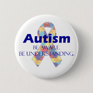Autisme is bewust van begrip ronde button 5,7 cm