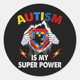 Autisme is mijn superheld Puzzle Autism A Ronde Sticker