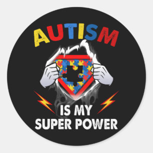 Autisme is mijn superheld Puzzle Autism A Ronde Sticker