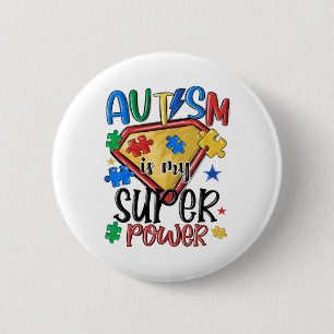 Autisme is mijn superkracht Autisme Bewustzijn Maa Ronde Button 5,7 Cm