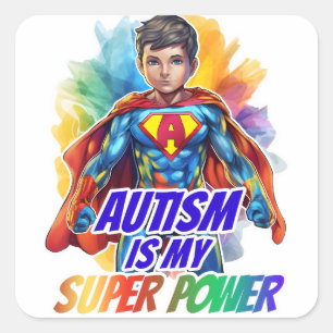 Autisme is mijn superkracht vierkante sticker