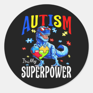 Autisme is mijn Superpower Autism Awareness Dinosa Ronde Sticker
