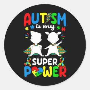 Autisme is mijn Superpower Autisten ondersteunen A Ronde Sticker