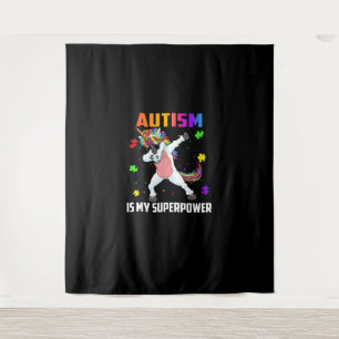 Autisme is mijn Superpower Dabbing Unicorn Gift Ki Wandkleed