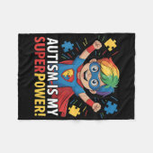 Autisme is mijn Superpower Hero-ontwerp Fleece Deken (Voorkant (Horizontaal))