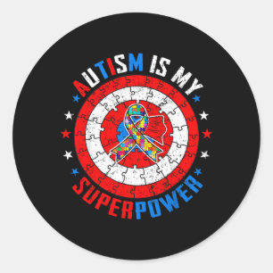 Autisme is Superpower Captain Autisme Bewustzijn Ronde Sticker