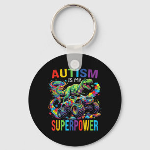 Autisme is Superpower Dinosaur T Rex Truck Puzzel Sleutelhanger