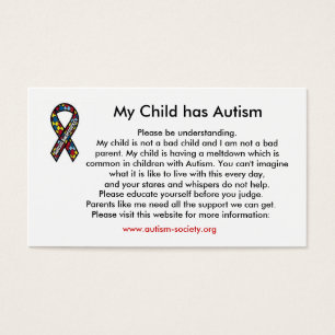 Autisme kaarten visitekaartje