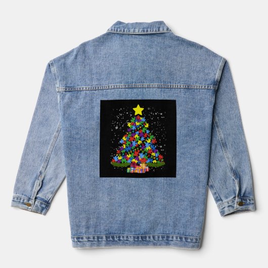 Autisme - kerstboom denim jacket (Achterkant)