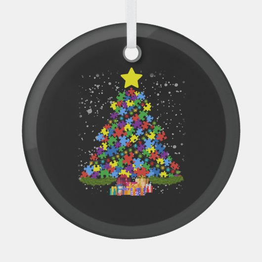 Autisme - kerstboom glas ornament (Voorkant)