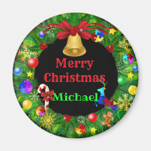 Autisme Kerstmis Wreath Magneet