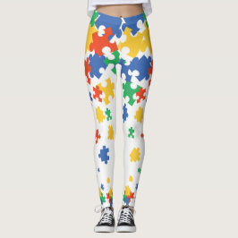 Autisme kleurige puzzelstukjes leggings
