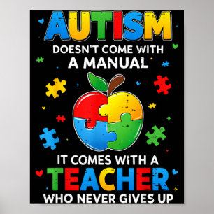 Autisme Komt Niet met een Handleiding Autisme Bewu Poster