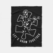 Autisme Leraar Puzzle Piece Laten we T kweken Fleece Deken (Voorkant)