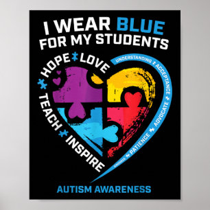 Autisme leraar sjirt Mannen Vrouwen Autisme Aw Poster