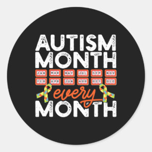 Autisme maand elke maand Disabilities Awareness Su Ronde Sticker