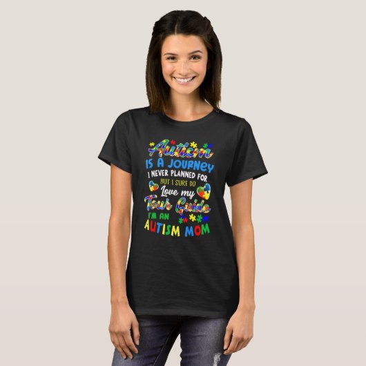 Autisme Mam Autism Awareness Autism is een reis T-shirt (Voorkant volledig)