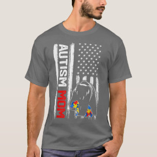 autisme mam Beer Amerikaanse vlag T-shirt