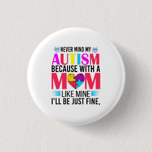 Autisme Mam Gift T-Shir op de Dag van Autism Ronde Button 3,2 Cm