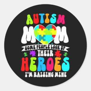 Autisme Mam Groovy Hart Puzzel Autisme Bewustzijn Ronde Sticker