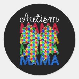 Autisme mama autisme bewustzijn dag coquette strik ronde sticker