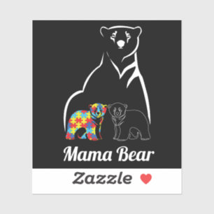 Autisme Mama Beer Autisme Bewustzijn Mama van Auti Sticker