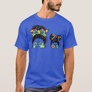 Autisme mama en Kind Life Messy Bun Sunbril Banda T-shirt