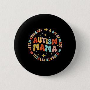 Autisme Mama Groovy Autisme Bewustzijn Inspirerend Ronde Button 5,7 Cm