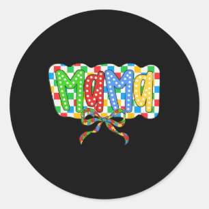 Autisme Mama Mam Coquette Boog Autisme Bewustzijn  Ronde Sticker