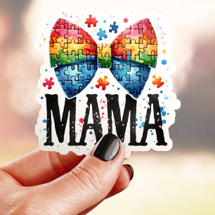 Autisme Mama Puzzel Stuk Bow Sticker