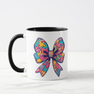 Autisme mama Puzzel Stuk Coquette Bow Ribbon Autis Mok