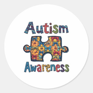Autisme mama Puzzel Stuk Coquette Bow Ribbon Autis Ronde Sticker