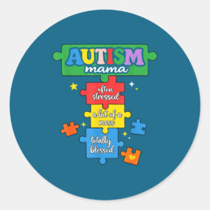 Autisme mama puzzelstuk autisme moeder bewustzijn ronde sticker