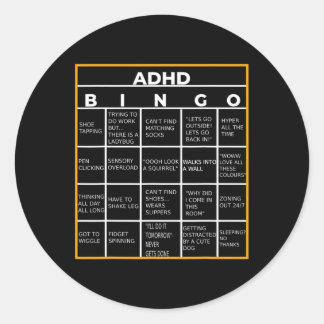 Autisme Mental Health Awareness Day ADHD Bingo Fun Ronde Sticker