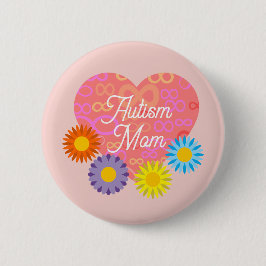 Autisme Moeder Oneindigheidsknoppen In Hart Met Bl Ronde Button 5,7 Cm