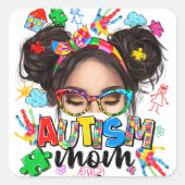 "Autisme Moeder" Vierkante Stickers (Voorkant)