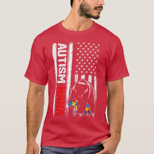 autisme Nana Beer Amerikaanse vlag T-shirt