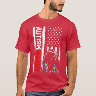 autisme Nanny Beer American Flag Awareness T-shirt