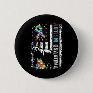 Autisme Oma Beer met puzzels & amp; USA Flag Di Ronde Button 5,7 Cm