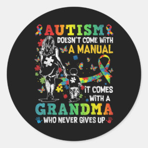Autisme Oma komt niet met een handmatige autisme-w Ronde Sticker