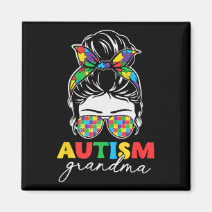 Autisme Oma Messy Bun Byndana Autisme Bewustzijn Magneet