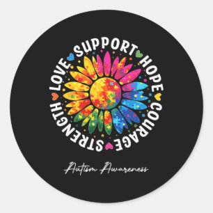 Autisme Ondersteuning Kleurrijke Zonnebloem Autism Ronde Sticker