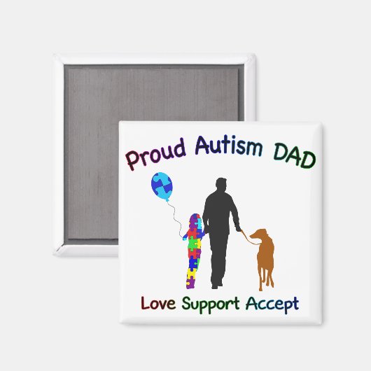 Autisme Pap met hond Magneet (Voorkant / Achterkant)