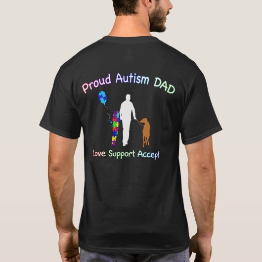 Autisme Pap met hond T-shirt (Achterkant)